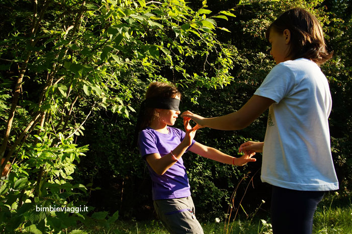 alcatraz con bambini gioco della fiducia nel bosco