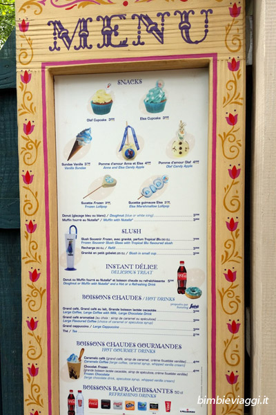Soggiorno a Disneyland Paris con bambini - menu