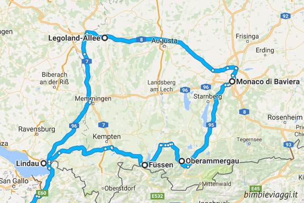 Baviera on the road con bambini - itinerario